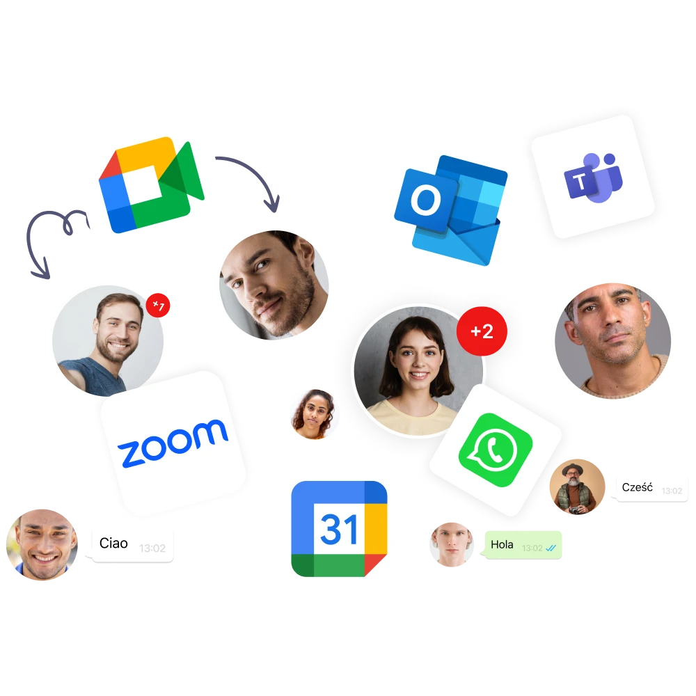Integracje - Zoom, Google Calendar, Google Meet, Outlook, Microsoft Teams, WhatsApp